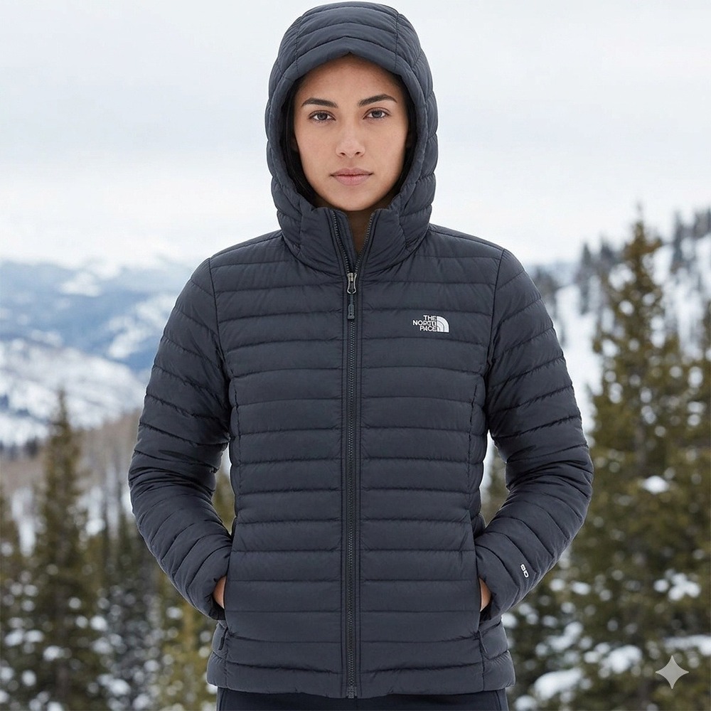 The North Face Stretch Down Hoodie Womens 3XL Black 700 Fill Puffer NF0A4R4K